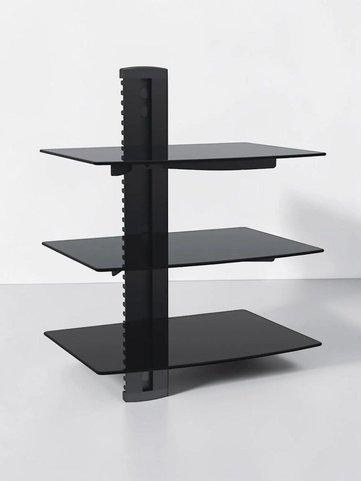ergoscreenmount Media Player Wall Mount, Triple Shelf Glass, Black, 580mm Pillar