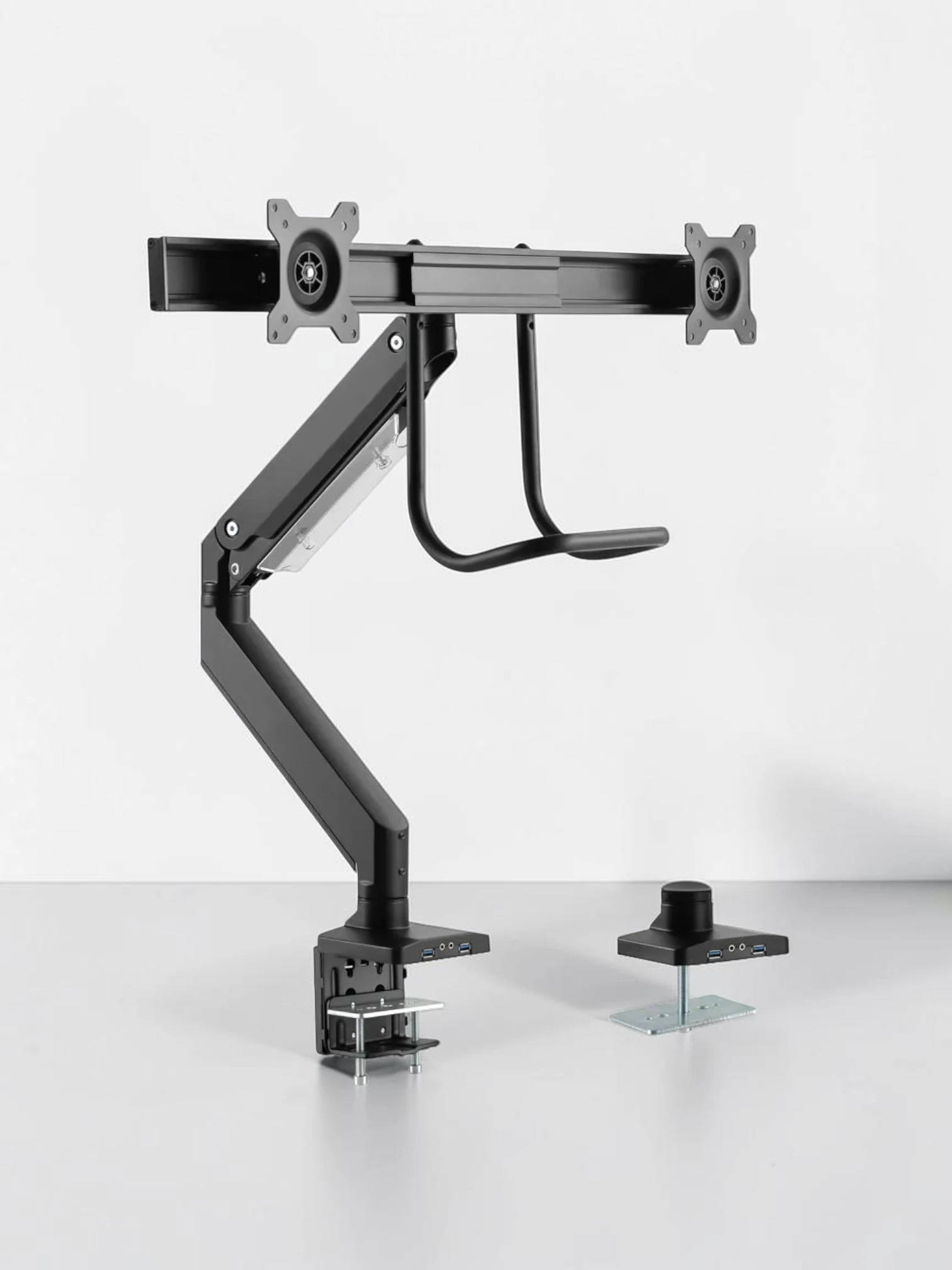 ergoscreenmount Dual Monitor Desk Mount Full Motion Gas Spring Arm for 17 to 32 Inch Screens